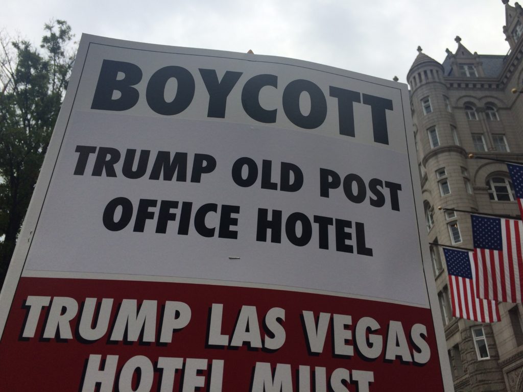 Labor unions picket outside the Trump hotel in Washington D.C. (Connor D. Wolf/InsideSources)