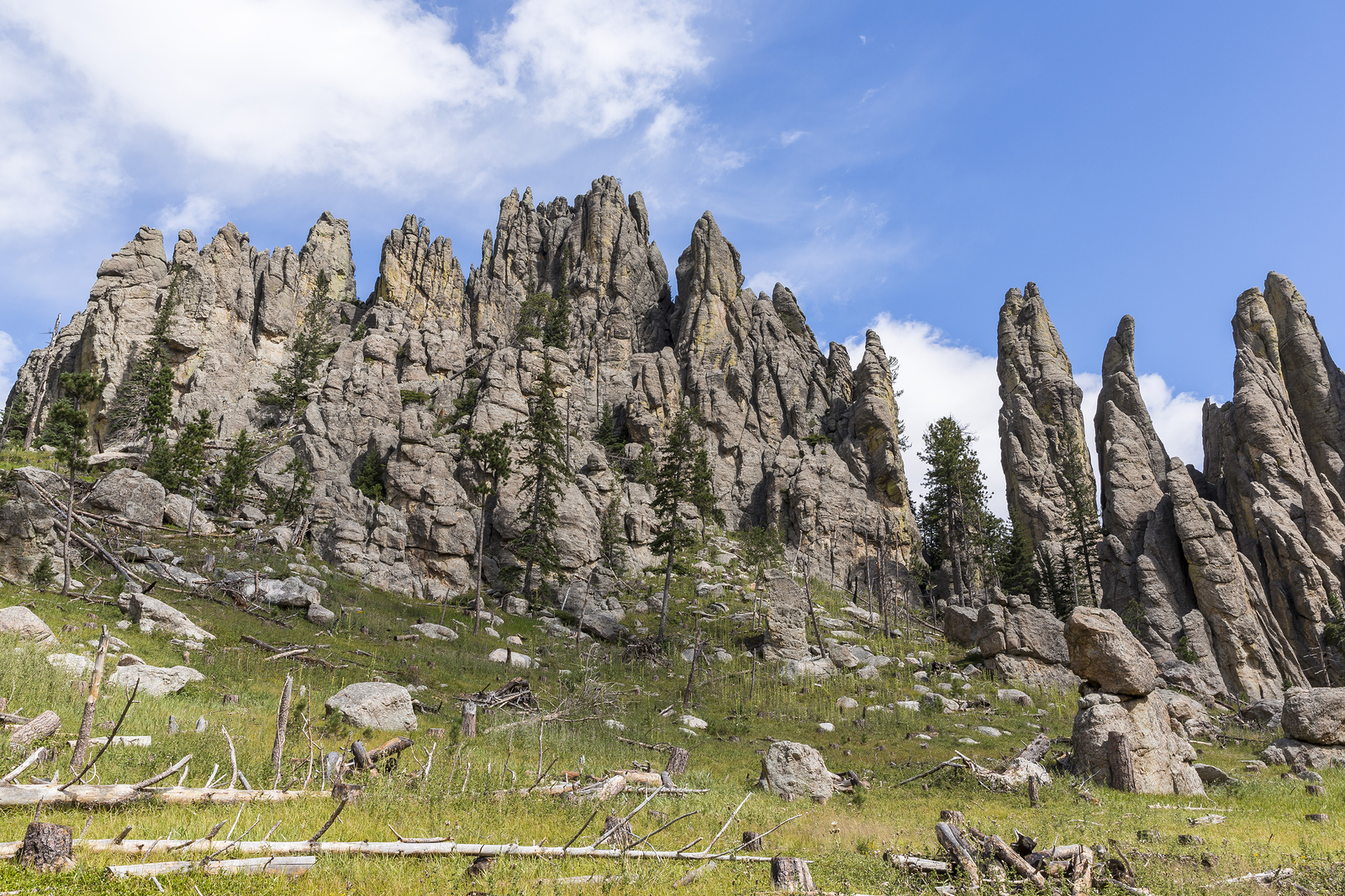 A view of rock formations in the Black Hills of South Dakota ...