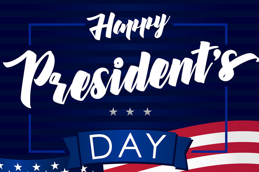 Lettering Presidents Day Greeting Card, Blue Striped Background ...