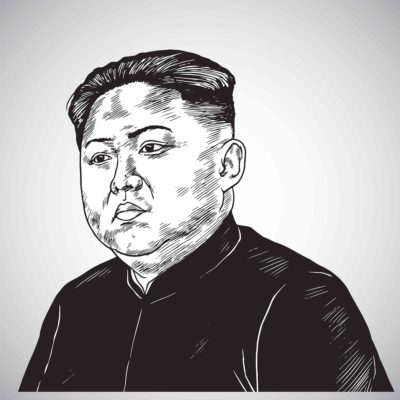 Kim Jong-un Portrait Hand Drawn Drawing Illustration Vector. January 27
