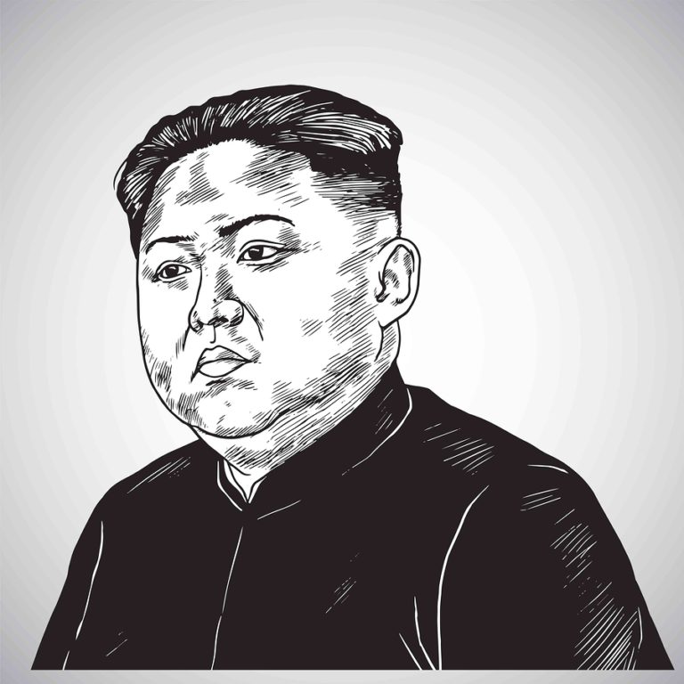 Kim Jongun Portrait Hand Drawn Drawing Illustration Vector. January 27