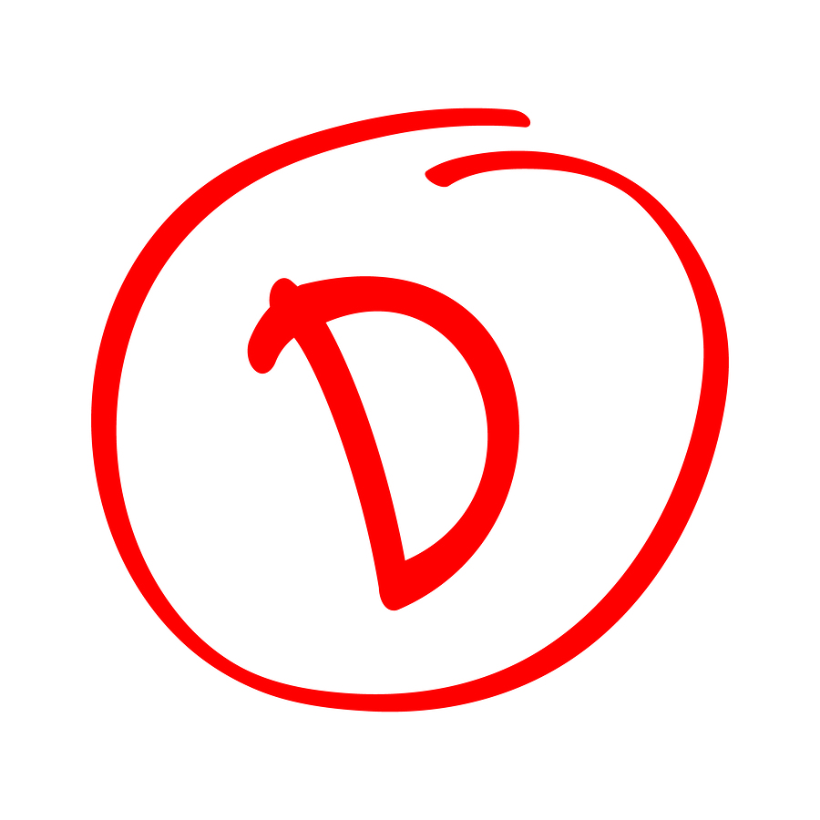 Grade Result D. Hand Drawn Vector Grade D In Red Circle. Test Ex ...