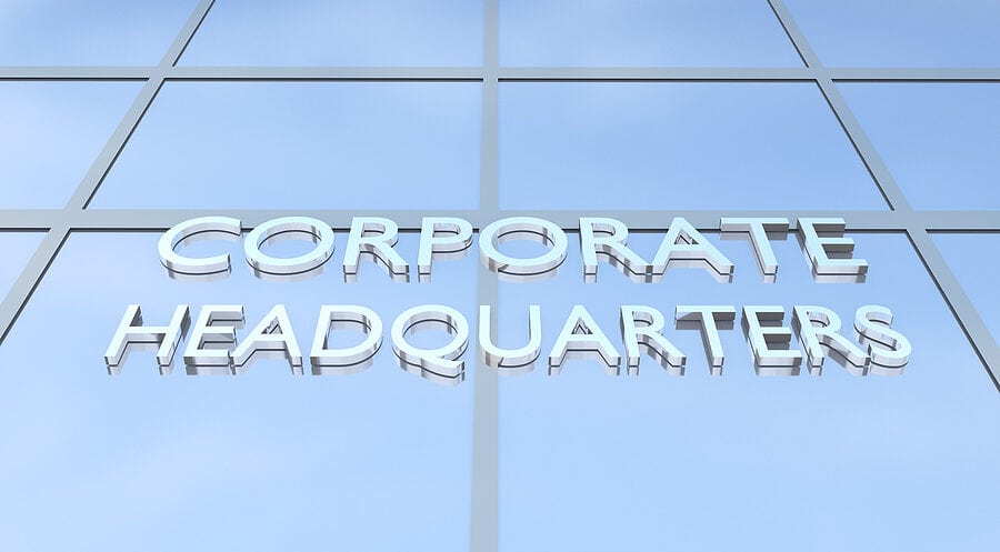 3d Illustration Of A Building With The Script Corporate Headquar ...